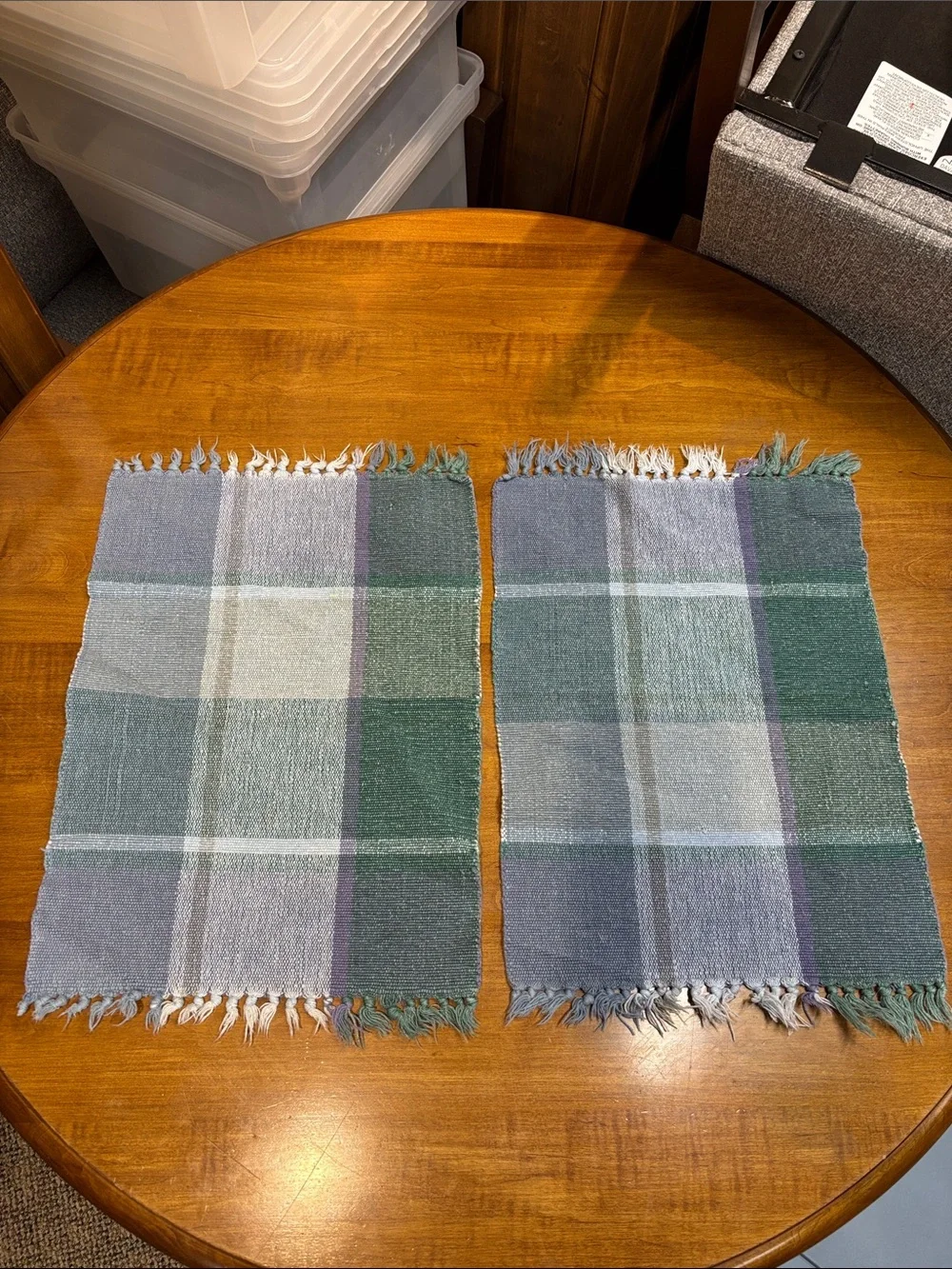 3 plaid woven placemats